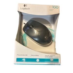 Logitech M100 Wired USB Mouse 3-buttons pc,‎ mac laptop